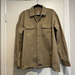 Dickies XL TALL Industrial Heavyweight Long Sleeve Men's Shirt Beige. Workwear.